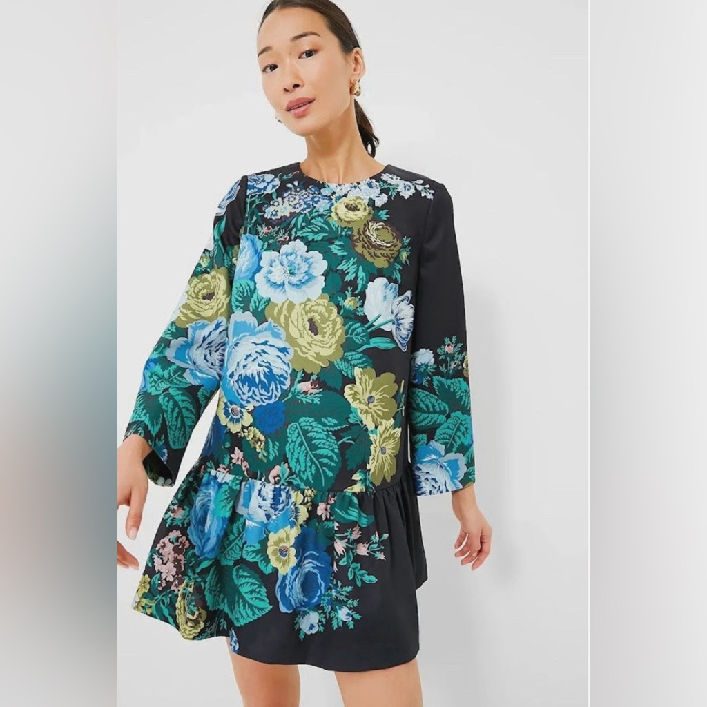 Tuckernuck Black Verdant Bouquet Floral Pierce Dress